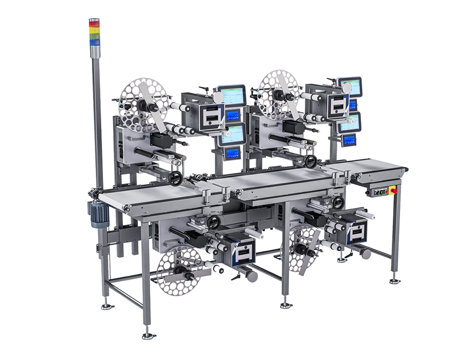 Etichettatrice automatica top e bottom per industria alimentare
